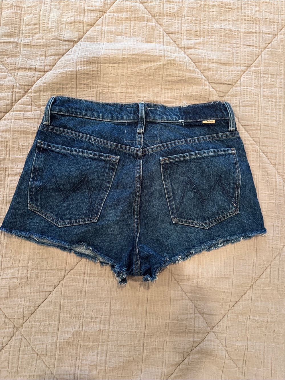 MOTHER The Dodger Short Dark Blue Denim Raw Hem High-Rise Shorts - Picture 6 of 7